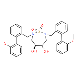 ChemSpider 2D Image | (4S,5S)-2,7-Bis[(2'-methoxy-2-biphenylyl)methyl]-1,2,7-thiadiazepane-4,5-diol 1,1-dioxide | C32H34N2O6S