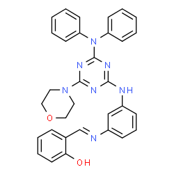 ChemSpider 2D Image | 2-{(E)-[(3-{[4-(Diphenylamino)-6-(4-morpholinyl)-1,3,5-triazin-2-yl]amino}phenyl)imino]methyl}phenol | C32H29N7O2