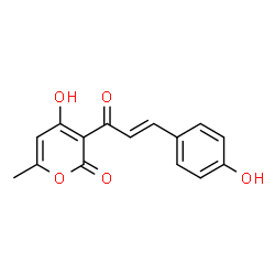 ChemSpider 2D Image | 4-Hydroxy-3-[(2E)-3-(4-hydroxyphenyl)-2-propenoyl]-6-methyl-2H-pyran-2-one | C15H12O5