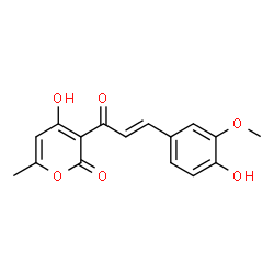 ChemSpider 2D Image | 4-Hydroxy-3-[(2E)-3-(4-hydroxy-3-methoxyphenyl)-2-propenoyl]-6-methyl-2H-pyran-2-one | C16H14O6