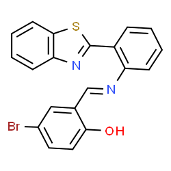 ChemSpider 2D Image | 2-[(E)-{[2-(1,3-Benzothiazol-2-yl)phenyl]imino}methyl]-4-bromophenol | C20H13BrN2OS