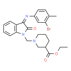 ChemSpider 2D Image | Ethyl 1-({(3Z)-3-[(3-bromo-4-methylphenyl)imino]-2-oxo-2,3-dihydro-1H-indol-1-yl}methyl)-3-piperidinecarboxylate | C24H26BrN3O3