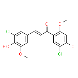 ChemSpider 2D Image | (2E)-1-(5-Chloro-2,4-dimethoxyphenyl)-3-(3-chloro-4-hydroxy-5-methoxyphenyl)-2-propen-1-one | C18H16Cl2O5
