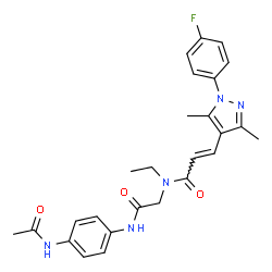 ChemSpider 2D Image | (2E)-N-{2-[(4-Acetamidophenyl)amino]-2-oxoethyl}-N-ethyl-3-[1-(4-fluorophenyl)-3,5-dimethyl-1H-pyrazol-4-yl]acrylamide | C26H28FN5O3