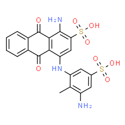 ChemSpider 2D Image | 1-Amino-4-[(3-amino-2-methyl-5-sulfophenyl)amino]-9,10-dihydro-9,10-dioxo-2-anthracenesulfonic acid | C21H17N3O8S2