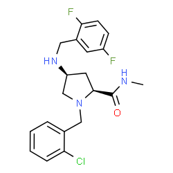 ChemSpider 2D Image | (4S)-1-(2-Chlorobenzyl)-4-[(2,5-difluorobenzyl)amino]-N-methyl-L-prolinamide | C20H22ClF2N3O