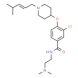 ChemSpider 2D Image | 3-Chloro-N-[2-(dimethylamino)ethyl]-4-({1-[(2E)-4-methyl-2-penten-1-yl]-4-piperidinyl}oxy)benzamide | C22H34ClN3O2