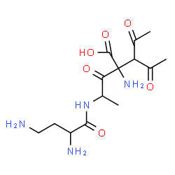 ChemSpider 2D Image | 3-Acetyl-2-amino-2-{2-[(2,4-diaminobutanoyl)amino]propanoyl}-4-oxopentanoic acid | C14H24N4O6