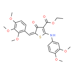 ChemSpider 2D Image | Ethyl (5E)-2-[(3,4-dimethoxyphenyl)amino]-4-oxo-5-(2,3,4-trimethoxybenzylidene)-4,5-dihydro-3-thiophenecarboxylate | C25H27NO8S