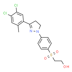ChemSpider 2D Image | 2-({4-[3-(4,5-Dichloro-2-methylphenyl)-4,5-dihydro-1H-pyrazol-1-yl]phenyl}sulfonyl)ethanol | C18H18Cl2N2O3S