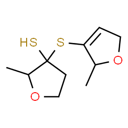 ChemSpider 2D Image | 3-((2,5-Dihydro-2-methyl-3-furyl)thio)tetrahydro-2-methylfuran-3-thiol | C10H16O2S2