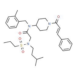 ChemSpider 2D Image | N-(2-Methylbenzyl)-N~2~-(3-methylbutyl)-N-{1-[(2E)-3-phenyl-2-propenoyl]-4-piperidinyl}-N~2~-(propylsulfonyl)glycinamide | C32H45N3O4S