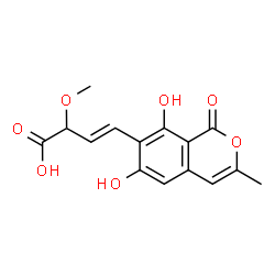 ChemSpider 2D Image | (3E)-4-(6,8-Dihydroxy-3-methyl-1-oxo-1H-isochromen-7-yl)-2-methoxy-3-butenoic acid | C15H14O7