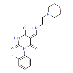 ChemSpider 2D Image | (5E)-1-(2-Fluorophenyl)-5-({[2-(4-morpholinyl)ethyl]amino}methylene)-2,4,6(1H,3H,5H)-pyrimidinetrione | C17H19FN4O4