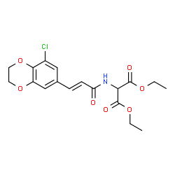 ChemSpider 2D Image | Diethyl {[(2E)-3-(8-chloro-2,3-dihydro-1,4-benzodioxin-6-yl)-2-propenoyl]amino}malonate | C18H20ClNO7