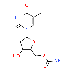 ChemSpider 2D Image | 1-(5-O-Carbamoyl-2-deoxypentofuranosyl)-5-methyl-2,4(1H,3H)-pyrimidinedione | C11H15N3O6