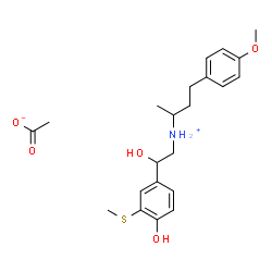 ChemSpider 2D Image | N-{2-Hydroxy-2-[4-hydroxy-3-(methylsulfanyl)phenyl]ethyl}-4-(4-methoxyphenyl)-2-butanaminium acetate | C22H31NO5S