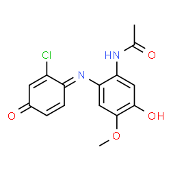 ChemSpider 2D Image | N-{2-[(E)-(2-Chloro-4-oxo-2,5-cyclohexadien-1-ylidene)amino]-5-hydroxy-4-methoxyphenyl}acetamide | C15H13ClN2O4