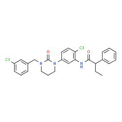 ChemSpider 2D Image | N-{2-Chloro-5-[3-(3-chlorobenzyl)-2-oxotetrahydro-1(2H)-pyrimidinyl]phenyl}-2-phenylbutanamide | C27H27Cl2N3O2