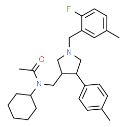 ChemSpider 2D Image | N-Cyclohexyl-N-{[1-(2-fluoro-5-methylbenzyl)-4-(4-methylphenyl)-3-pyrrolidinyl]methyl}acetamide | C28H37FN2O