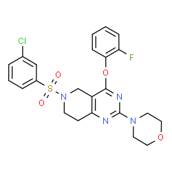 ChemSpider 2D Image | 6-[(3-Chlorophenyl)sulfonyl]-4-(2-fluorophenoxy)-2-(4-morpholinyl)-5,6,7,8-tetrahydropyrido[4,3-d]pyrimidine | C23H22ClFN4O4S