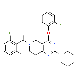 ChemSpider 2D Image | (2,6-Difluorophenyl)[4-(2-fluorophenoxy)-2-(1-piperidinyl)-7,8-dihydropyrido[4,3-d]pyrimidin-6(5H)-yl]methanone | C25H23F3N4O2