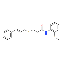 ChemSpider 2D Image | N-[2-(Methylsulfanyl)phenyl]-3-{[(2E)-3-phenyl-2-propen-1-yl]sulfanyl}propanamide | C19H21NOS2