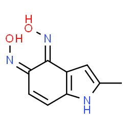 ChemSpider 2D Image | (4Z,5Z)-N,N'-Dihydroxy-2-methyl-1H-indole-4,5-diimine | C9H9N3O2