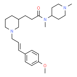 ChemSpider 2D Image | 3-{1-[(2E)-3-(4-Methoxyphenyl)-2-propen-1-yl]-3-piperidinyl}-N-methyl-N-(1-methyl-4-piperidinyl)propanamide | C25H39N3O2