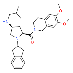 ChemSpider 2D Image | [(2S,4S)-1-(2,3-Dihydro-1H-inden-2-yl)-4-(isobutylamino)-2-pyrrolidinyl](6,7-dimethoxy-3,4-dihydro-2(1H)-isoquinolinyl)methanone | C29H39N3O3