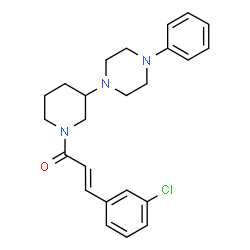 ChemSpider 2D Image | (2E)-3-(3-Chlorophenyl)-1-[3-(4-phenyl-1-piperazinyl)-1-piperidinyl]-2-propen-1-one | C24H28ClN3O