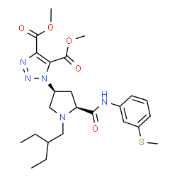 ChemSpider 2D Image | Dimethyl 1-[(3S,5S)-1-(2-ethylbutyl)-5-{[3-(methylsulfanyl)phenyl]carbamoyl}-3-pyrrolidinyl]-1H-1,2,3-triazole-4,5-dicarboxylate | C24H33N5O5S