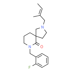 ChemSpider 2D Image | 7-(2-Fluorobenzyl)-2-[(2E)-2-methyl-2-buten-1-yl]-2,7-diazaspiro[4.5]decan-6-one | C20H27FN2O