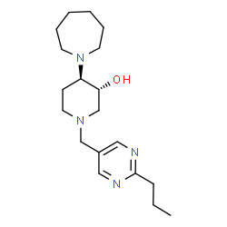 ChemSpider 2D Image | (3R,4R)-4-(1-Azepanyl)-1-[(2-propyl-5-pyrimidinyl)methyl]-3-piperidinol | C19H32N4O