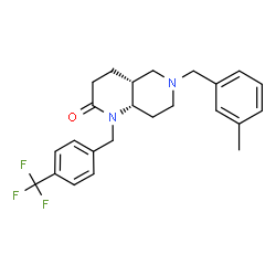 ChemSpider 2D Image | (4aR,8aS)-6-(3-Methylbenzyl)-1-[4-(trifluoromethyl)benzyl]octahydro-1,6-naphthyridin-2(1H)-one | C24H27F3N2O