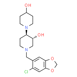 ChemSpider 2D Image | (3'R,4'R)-1'-[(6-Chloro-1,3-benzodioxol-5-yl)methyl]-1,4'-bipiperidine-3',4-diol | C18H25ClN2O4