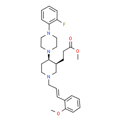 ChemSpider 2D Image | Methyl 3-{(3S,4R)-4-[4-(2-fluorophenyl)-1-piperazinyl]-1-[(2E)-3-(2-methoxyphenyl)-2-propen-1-yl]-3-piperidinyl}propanoate | C29H38FN3O3