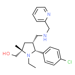 ChemSpider 2D Image | [(2S,4R,5R)-5-(4-Chlorophenyl)-1-ethyl-2-methyl-4-{[(2-pyridinylmethyl)amino]methyl}-2-pyrrolidinyl]methanol | C21H28ClN3O