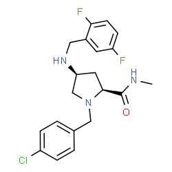 ChemSpider 2D Image | (4S)-1-(4-Chlorobenzyl)-4-[(2,5-difluorobenzyl)amino]-N-methyl-L-prolinamide | C20H22ClF2N3O