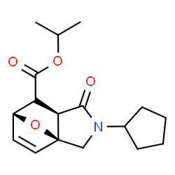 ChemSpider 2D Image | Isopropyl (1S,5R,7R)-3-cyclopentyl-4-oxo-10-oxa-3-azatricyclo[5.2.1.0~1,5~]dec-8-ene-6-carboxylate | C17H23NO4
