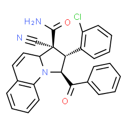 ChemSpider 2D Image | (1S,2R,3S)-1-Benzoyl-2-(2-chlorophenyl)-3-cyano-1,2,3,3a-tetrahydropyrrolo[1,2-a]quinoline-3-carboxamide | C27H20ClN3O2