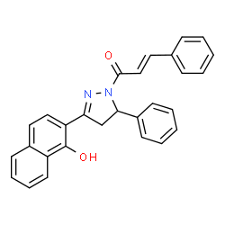 ChemSpider 2D Image | (2E)-1-[3-(1-Hydroxy-2-naphthyl)-5-phenyl-4,5-dihydro-1H-pyrazol-1-yl]-3-phenyl-2-propen-1-one | C28H22N2O2