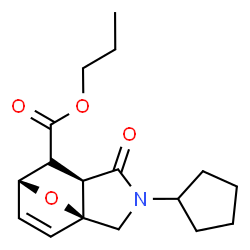 ChemSpider 2D Image | Propyl (1S,5R,7R)-3-cyclopentyl-4-oxo-10-oxa-3-azatricyclo[5.2.1.0~1,5~]dec-8-ene-6-carboxylate | C17H23NO4