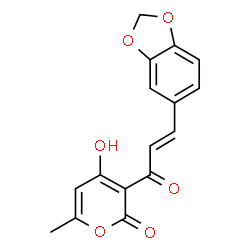 ChemSpider 2D Image | 3-[(2E)-3-(1,3-Benzodioxol-5-yl)-2-propenoyl]-4-hydroxy-6-methyl-2H-pyran-2-one | C16H12O6