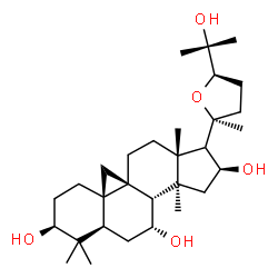 ChemSpider 2D Image | (3beta,7alpha,9beta,16beta,17xi,24R)-20,24-Epoxy-9,19-cyclolanostane-3,7,16,25-tetrol | C30H50O5