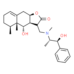 ChemSpider 2D Image | (3S,3aS,4aR,9aR)-4-Hydroxy-3-({[(1S,2S)-1-hydroxy-1-phenyl-2-propanyl](methyl)amino}methyl)-4a,5-dimethyl-3a,4,4a,5,6,7,9,9a-octahydronaphtho[2,3-b]furan-2(3H)-one | C25H35NO4
