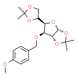 ChemSpider 2D Image | (3aR,5R,6S,6aR)-5-[(4R)-2,2-Dimethyl-1,3-dioxolan-4-yl]-6-[(4-methoxybenzyl)oxy]-2,2-dimethyltetrahydrofuro[2,3-d][1,3]dioxole | C20H28O7