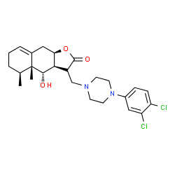 ChemSpider 2D Image | (3S,3aS,4aR,9aR)-3-{[4-(3,4-Dichlorophenyl)-1-piperazinyl]methyl}-4-hydroxy-4a,5-dimethyl-3a,4,4a,5,6,7,9,9a-octahydronaphtho[2,3-b]furan-2(3H)-one | C25H32Cl2N2O3