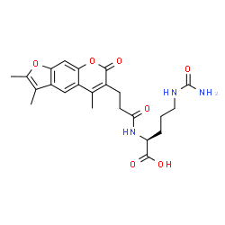ChemSpider 2D Image | N~5~-Carbamoyl-N~2~-[3-(2,3,5-trimethyl-7-oxo-7H-furo[3,2-g]chromen-6-yl)propanoyl]-L-ornithine | C23H27N3O7