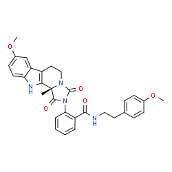 ChemSpider 2D Image | 2-[(11bS)-8-Methoxy-11b-methyl-1,3-dioxo-5,6,11,11b-tetrahydro-1H-imidazo[1',5':1,2]pyrido[3,4-b]indol-2(3H)-yl]-N-[2-(4-methoxyphenyl)ethyl]benzamide | C31H30N4O5